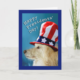 Presidents' Day Patriotic Poodle Uncle Sam Hat Card