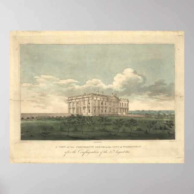 Presidents home in Washington after 1814 Fire Poster (Front)