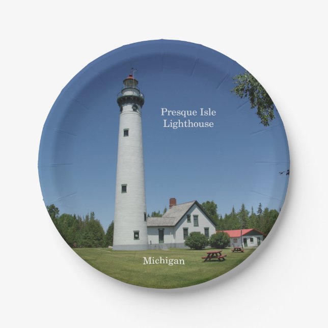 Presque Isle Lighthouse paper plate (Front)