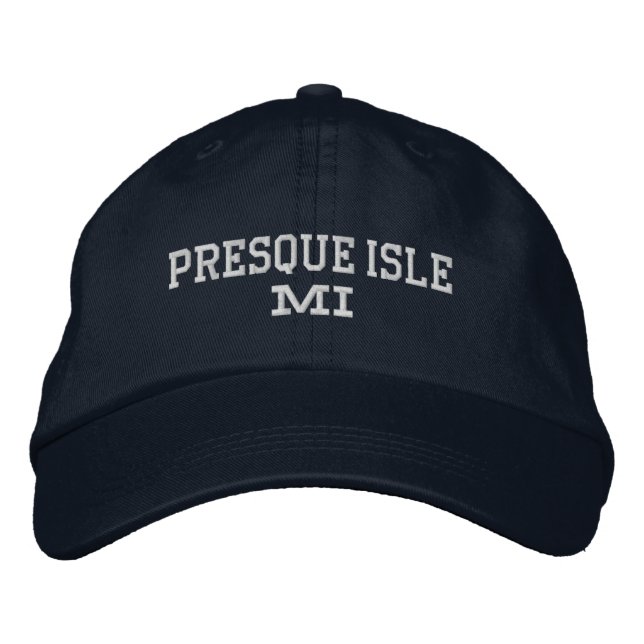 Presque Isle Michigan Embroidered Baseball Hat (Front)