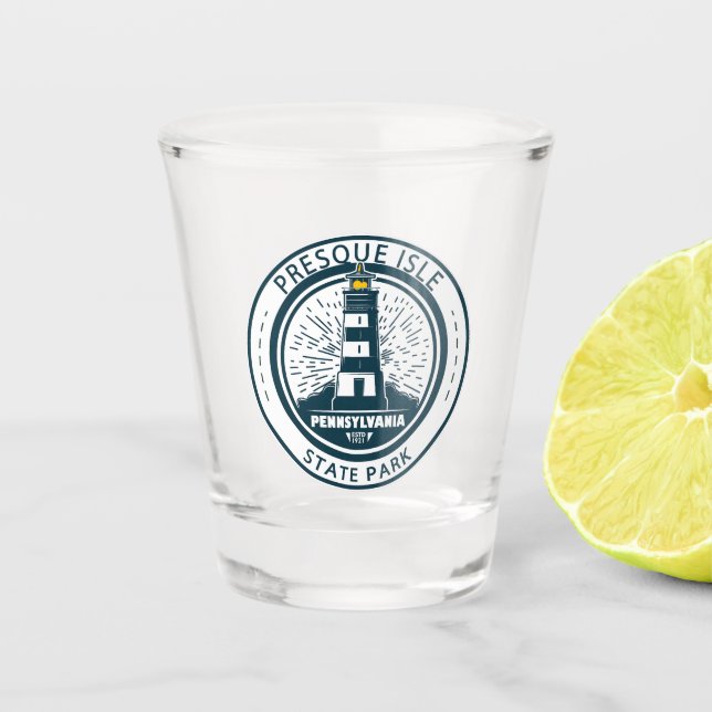 Presque Isle State Park Pennsylvania Badge Shot Glass (Front)