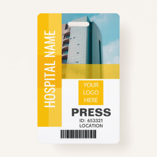Press Bar Code, Logo Yellow ID Badge