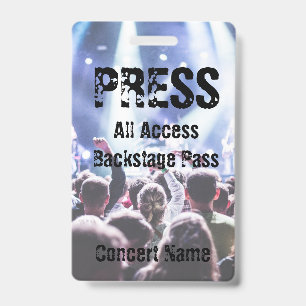 Press Concert Festival Band Event Backstage Pass Badge
