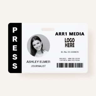 Press employee ID black photo template Badge
