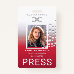 Press Identification Photo ID Badge