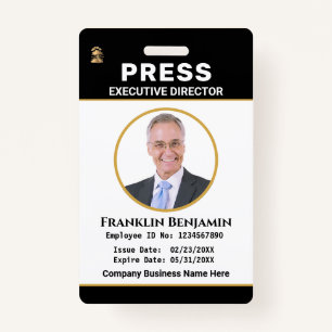 Press Pass Journalist Logo ID Card Personalize Badge