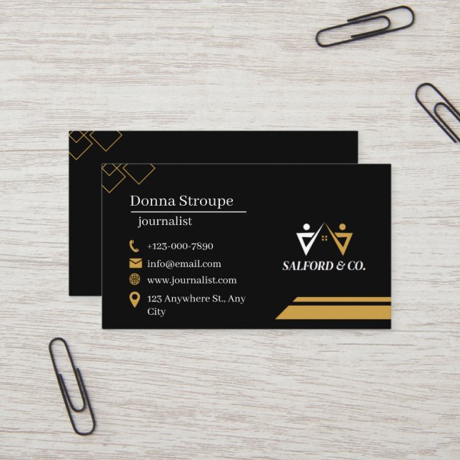 Press Reporter and Newspaper  Business Card (Front/Back In Situ)