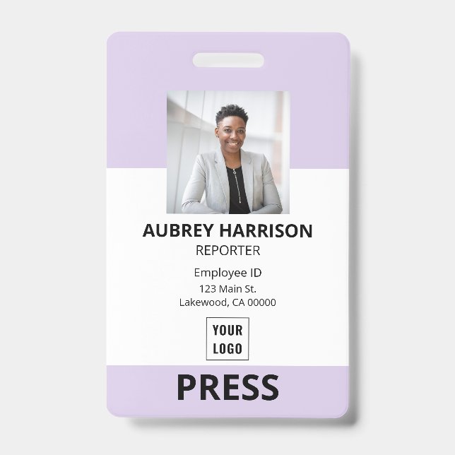 Press Simple Corporate Photo ID Badge (Front)