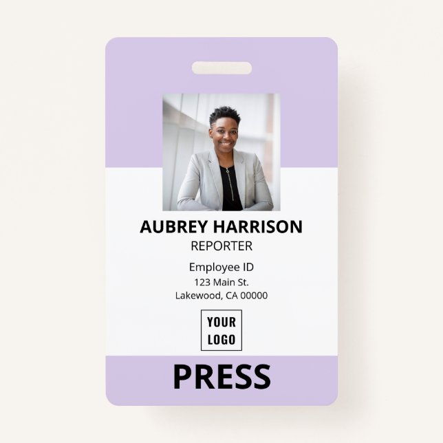 Press Simple Corporate Photo ID Badge (Front)