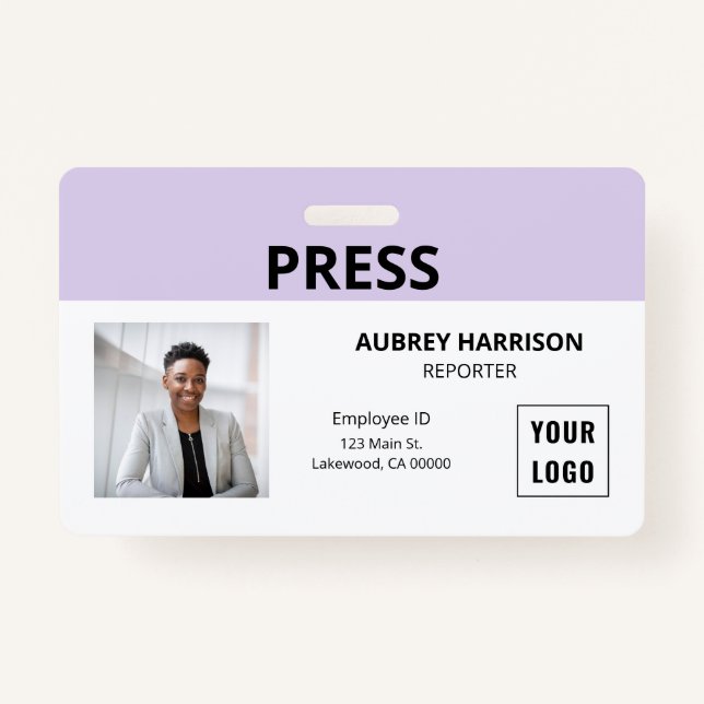 Press Simple Photo ID Badge (Front)