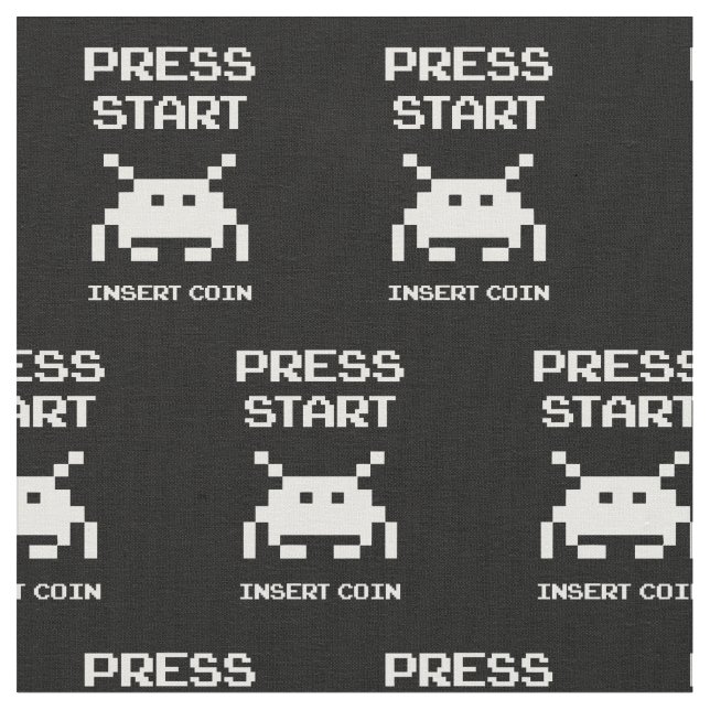 Press Start Insert Coin gamer design Fabric (Close Up)