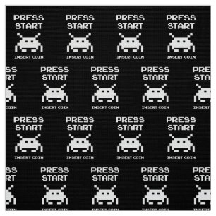 Press Start Insert Coin gamer design Fabric