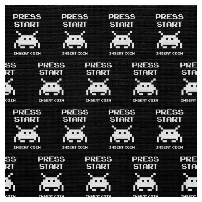 Press Start Insert Coin gamer design Fabric (Swatch)