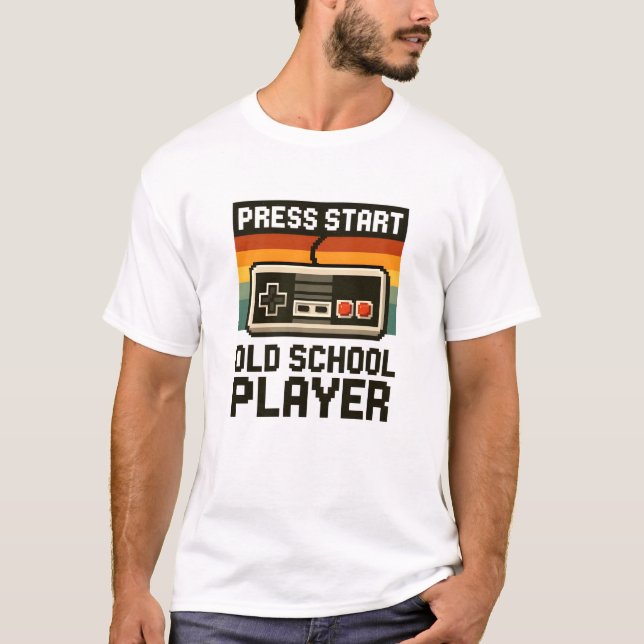 Press Start Old School Player T-Shirt (Devant)