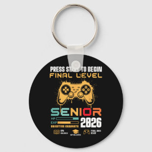 Press Start To Begin Final Level Senior 2026 Gamer Keychain