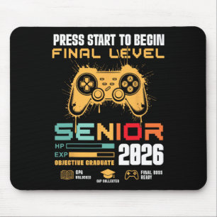 Press Start To Begin Final Level Senior 2026 Gamer Mouse Pad
