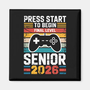 Press Start To Begin Final Level Senior Gamer Vint Magnet