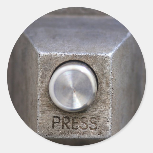 Press the Button Classic Round Sticker (Front)