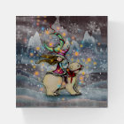 Art de Noël d'elfe chevauchant un ours polaire