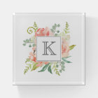 Bouquet de fleurs roses et poires avec Monogramme