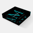 Noir Turquoise classique Monogramme Chic Nom de sc