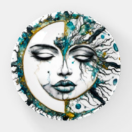 Presse-papiers Poids de papier en verre Soleil et Lune