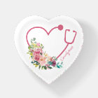 Stéthoscope rose floral Coeur Médicale aidant