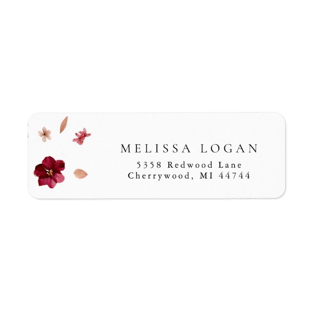 Pressé rose rouge et crème, design Mariage floral (Devant)