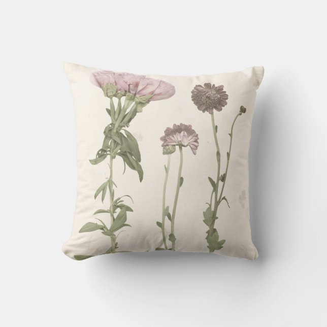 Pressed Blooms - Pink Throw Pillow (Front)