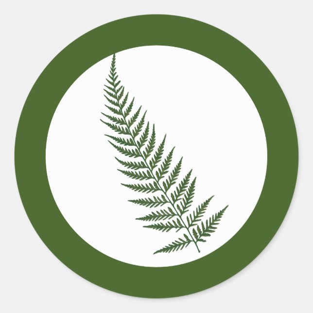 Pressed Botanical Fern Leaf - Mix and Match Colour Classic Round Sticker (Front)