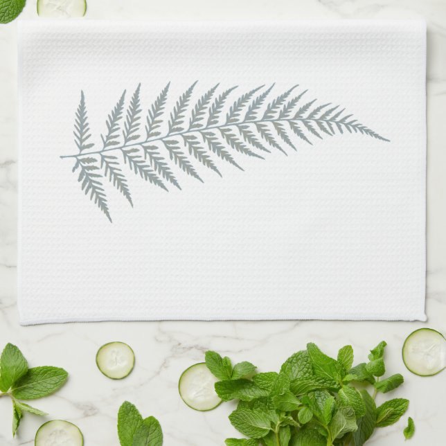 Pressed Botanical Fern Leaf - Mix and Match Colour Kitchen Towel (Folded)
