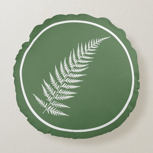 Pressed Botanical Fern Leaf - Mix and Match Colour Round Pillow (Front)