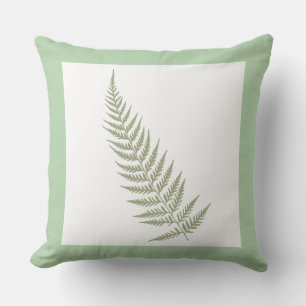 Pressed Botanical Fern Leaf Sage Green Throw Pillow