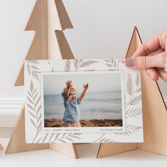Pressed Botanical Horizontal Photo Holiday Card (Creator Uploaded)