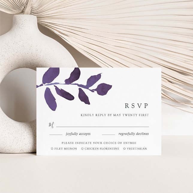 Pressed Botanical Meal Choice RSVP Card | Violet (Creator Uploaded)