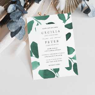 Pressed Botanical Wedding Invitation   Emerald