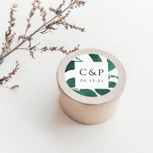 Pressed Botanical Wedding Monogram Classic Round Sticker