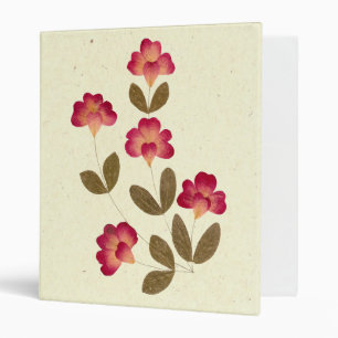 Pressed Bright Pink Tube Flowers Binder