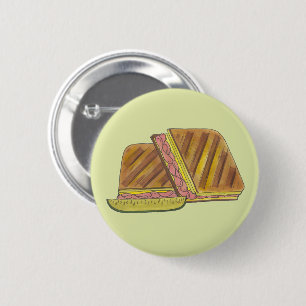 Pressed Cuban Sandwich Ham Cheese Salami PIckle 2 Inch Round Button