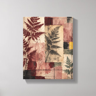 Pressed Fern Archive in Oxblood and Linen Canvas Print