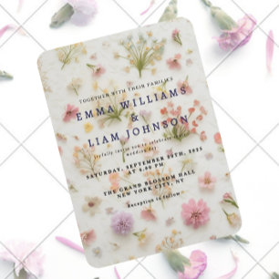 Pressed Flower Elegant Wedding Invitation