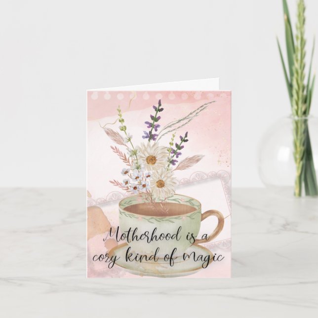 Pressed Flower Mother's Day Card - Vintage Style (Front)