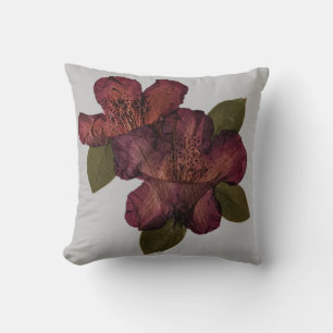 Pressed Flower Rhododendron Throw Pillow