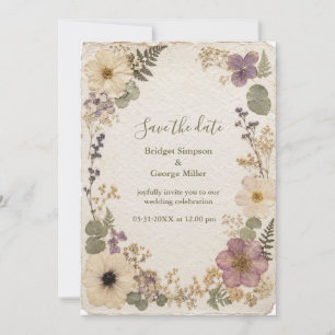 Pressed Flower Rustic Wedding Invitation