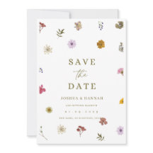 Pressed flower save the date invitation 