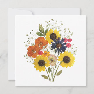 Pressed Flower Sunflower Bouquet greeting card