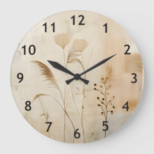 Pressed Flowers and Grass Large Clock