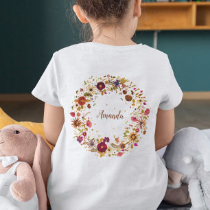 Pressed Flowers Artwork Blooming Circle Girly  T-Shirt