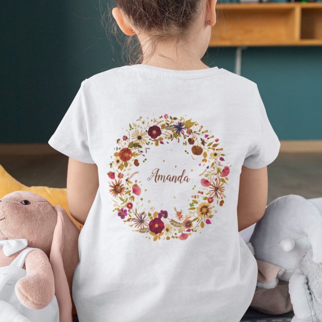 Pressed Flowers Artwork Blooming Circle Girly  T-Shirt (Creator Uploaded)