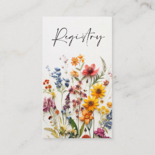 Pressed Flowers Bridal Shower Gift Registry Card